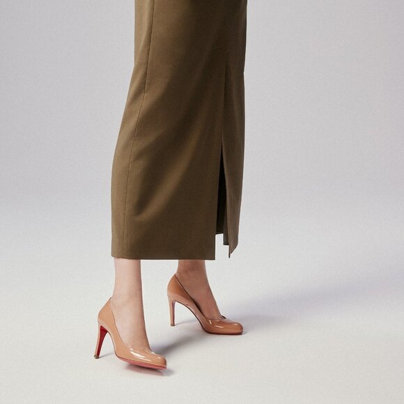 Christian Louboutin Beige Patent Leather Rounded Toe Pump Heels - Picture 16 of 16